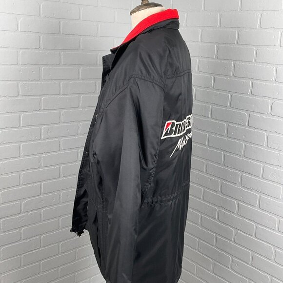 Bridgestone Coat Men XLarge Black Red Motorsport Anorak Racing Snap Zip Nylon - Picture 4 of 15